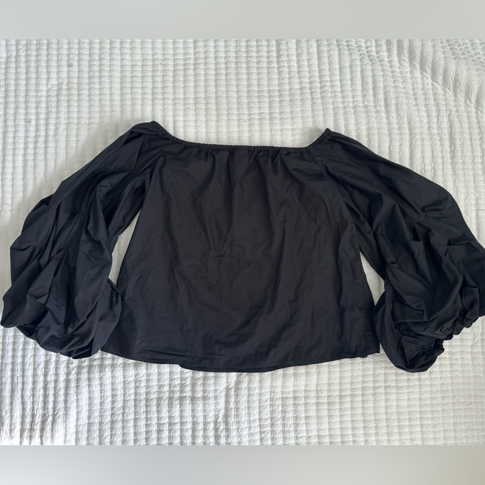 Guest Editor Anthropologie Puff Sleeve Off the shoulder Top blouse Sz L Black